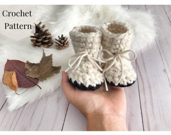 PATTERN Wool Baby Moccasins Crochet Booties, Slippers, DIY, Handmade, Won't Fall Off, Thick & Warm, Padraig, Laces, Knit