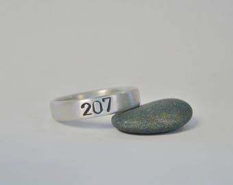 Maine Area Code Ring, Sterling Silver