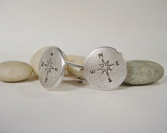 Sterling Silver Compass Cufflinks
