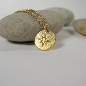 22k Gold Small Compass on Gold Filled Chain image 3