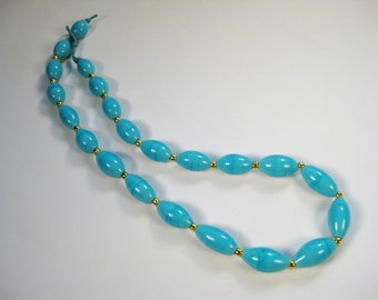 Handmade Turquoise Glass Bead Necklace