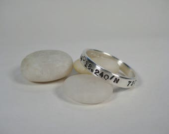 Sterling Silver Latitude & Longitude Ring