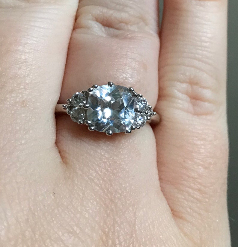 Multi stone CZ silver ring costume jewelry ring size 7 not real silver