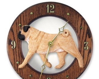 Pug Solid Oak Wall Clocks