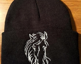 Horse Embroidered Knit Hat