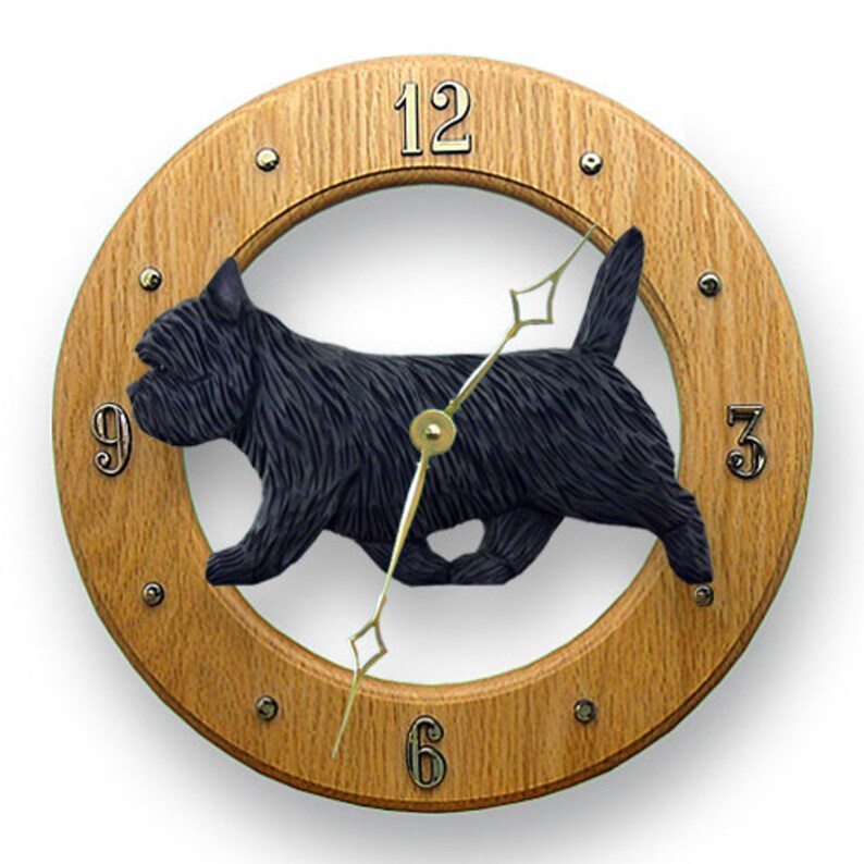 Cairn Terrier Solid Oak Wall Clocks Etsy
