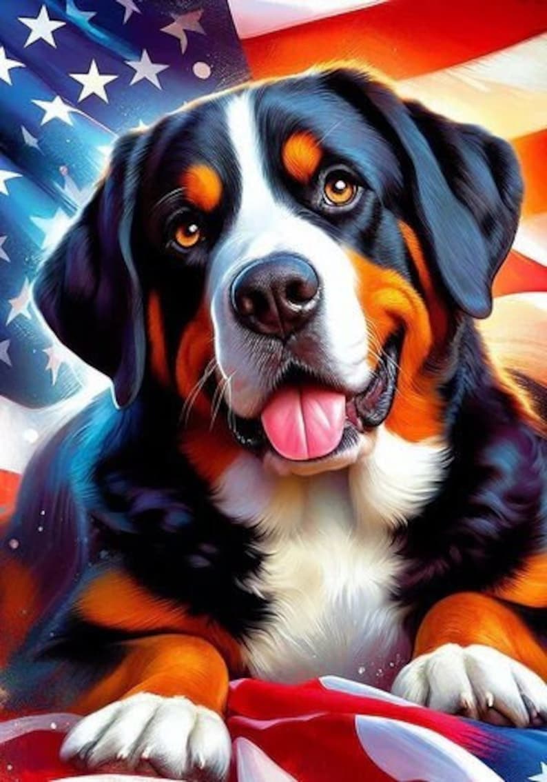 Greater Swiss Mountain Dog Garden Flags Patriotic DCR