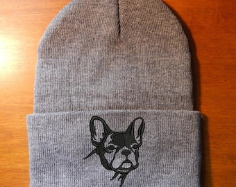 WHOO93@Y Unisex 100% Acrylic Knitted Hat Cap French Bulldog Portrait with Sunglasses Soft Ski Cap 