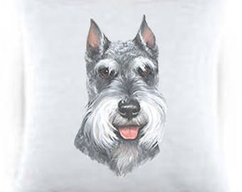 Schnauzer Satin Throw Pillows