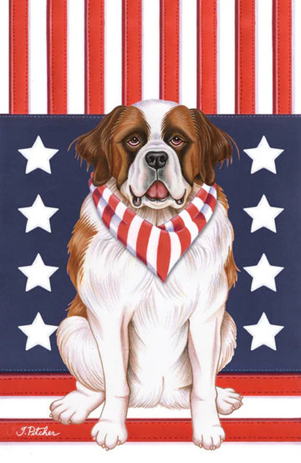 Saint Bernard House Flags Etsy