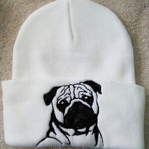 Pug Gifts Chunky Knit Ribbed Beanie Knitted Ski Hat.