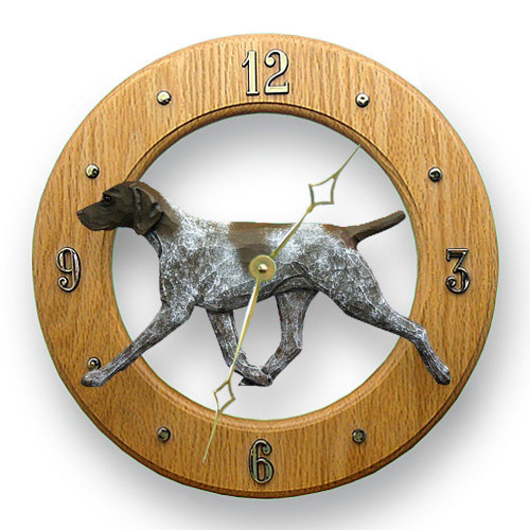 German Shorthaired Pointer Solid Oak Wall Clocks Etsy