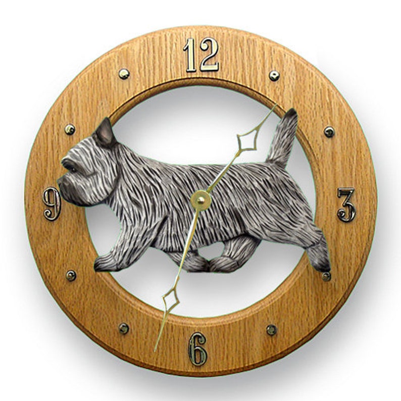 Cairn Terrier Solid Oak Wall Clocks Etsy