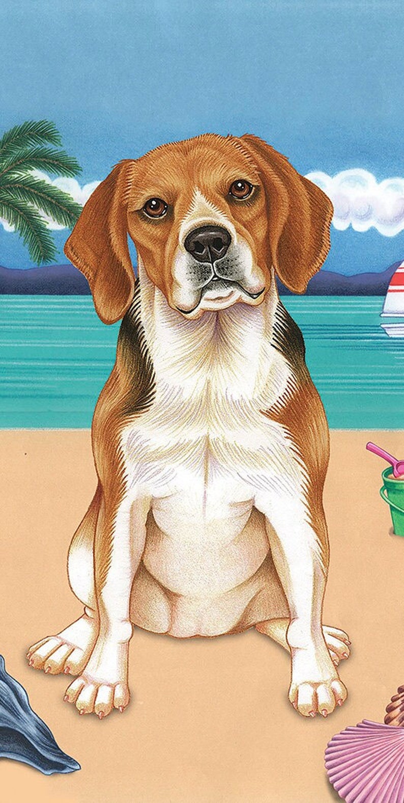 Beagle Beach Towels Beach Scene TP 48007