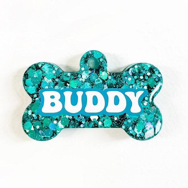 Plain glitter pet id dog tag