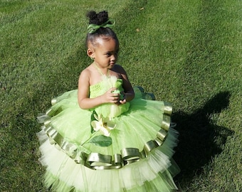 Princess Tiana Inspired Tutu Dress, Princess and the Frog tutu dress, Disney Princess Costume, Disney Princess Tutu Dress
