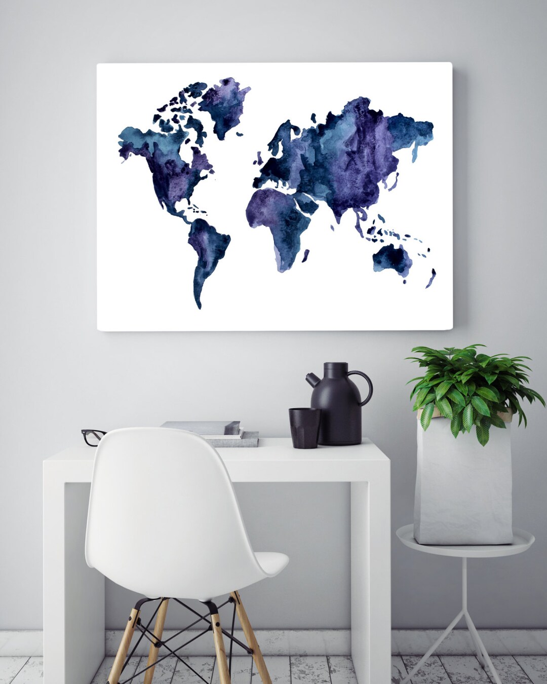 World Map Wall Art / Watercolor World Map / Map Home Decor - Etsy Canada