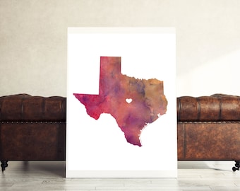 Texas wall art, personalized Texas poster, Texas state print