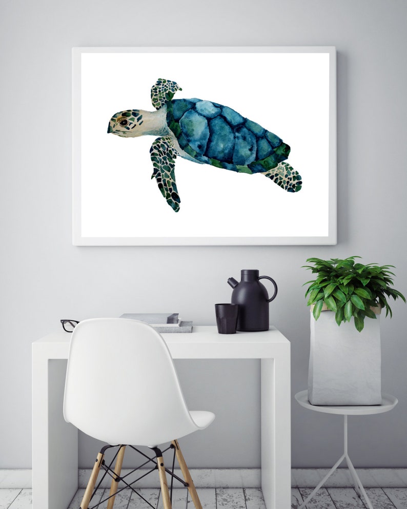 Sea Turtle Art Nautical Wall Art Turtle Painting - Etsy