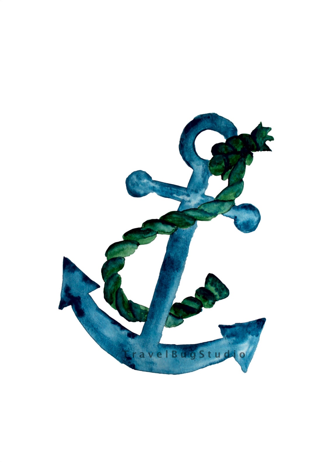 Anchor Painting Watercolor Nautical Art Nautical Home Decal - Etsy