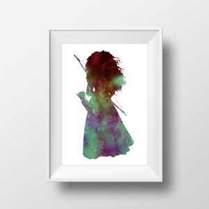 Brave print, Merida wall art, girls room wall art, watercolor Brave poster