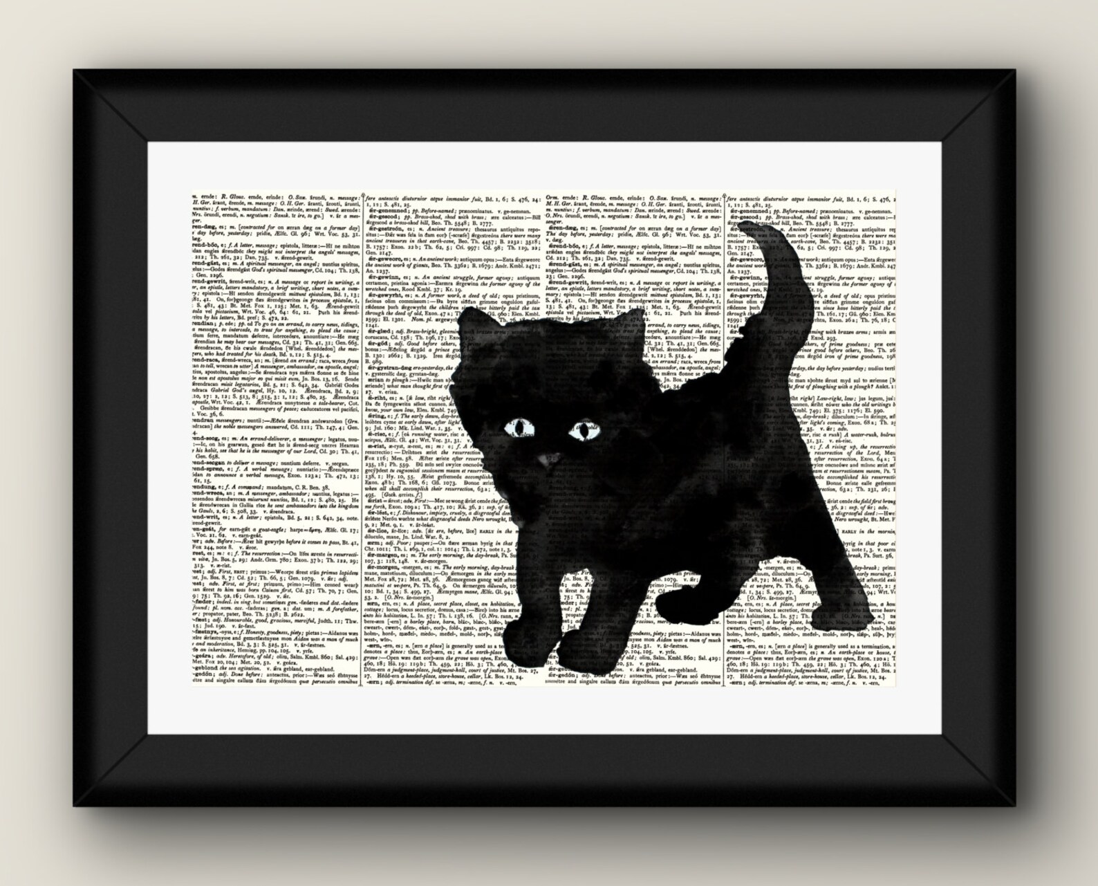 Kitten poster black cat art dictionary art print nursery Etsy