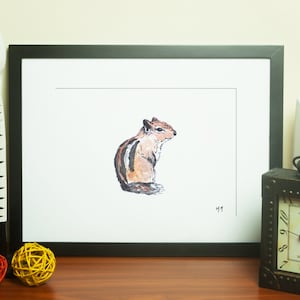 Watercolor Chipmunk, chipmunk print, spring wall art, animal wall art, nursery art