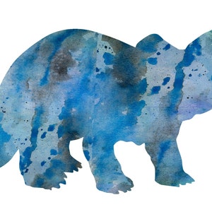 Cartel de triceratops, dinosaurio azul de impresión, arte para habitación de niños imagen 3