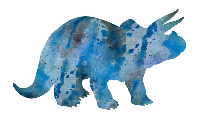 Cartel de triceratops, dinosaurio azul de impresión, arte para habitación de niños imagen 3