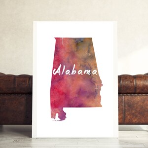 Carte de l'Alabama, impression personnalisée, carte d'état