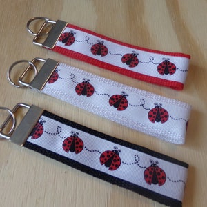 Cute ladybugs....ribbon and poly strap, key fob, chain. image 1