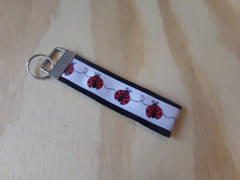 Cute ladybugs....ribbon and poly strap, key fob, chain. image 2