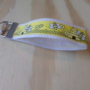 Save the honey bees....ribbon and poly strap, key fob, chain. Wrist. Bees, honey, conservation, nature image 6