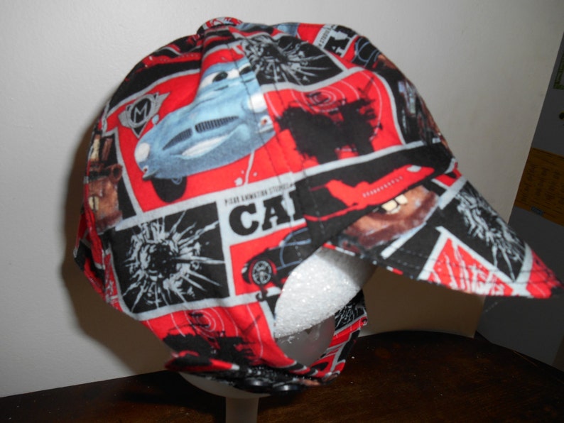 Little Boys Cap / Hat With Ear Flaps and Chin Strap. Fun cars Fabric Fully Lined Etsy