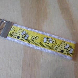 Save the honey bees....ribbon and poly strap, key fob, chain. Wrist. Bees, honey, conservation, nature image 5