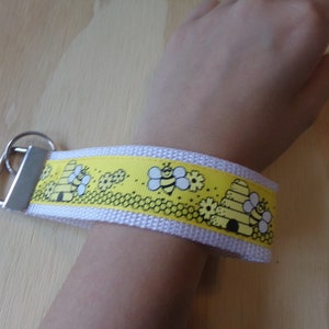 Save the honey bees....ribbon and poly strap, key fob, chain. Wrist. Bees, honey, conservation, nature image 7