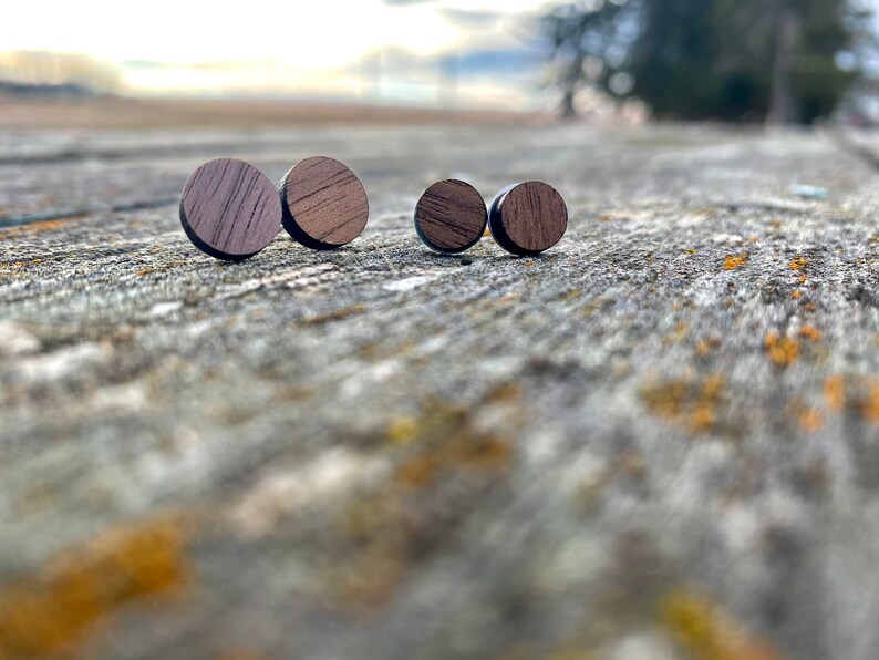 Wooden studswalnut earringsminimalisticboho chic jewelrysquare round minimalist jewelrywooden earringshypoallergenic earringshexagon