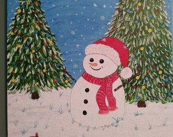 Christmas in the Woods -- 20" x 24" Original Art: Acrylic on Canvas