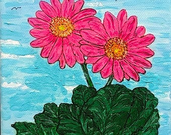 Daisies in bloom:  5" X 7" Original Acrylic Painting on Canvas