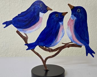 Bluebirds  -- 8" x6" x3" Table ornament-- Whatnot-Shelf-Sitter