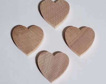 1-1/2 inch natural wooden hearts (6 pcs.) , crafting, bird toys