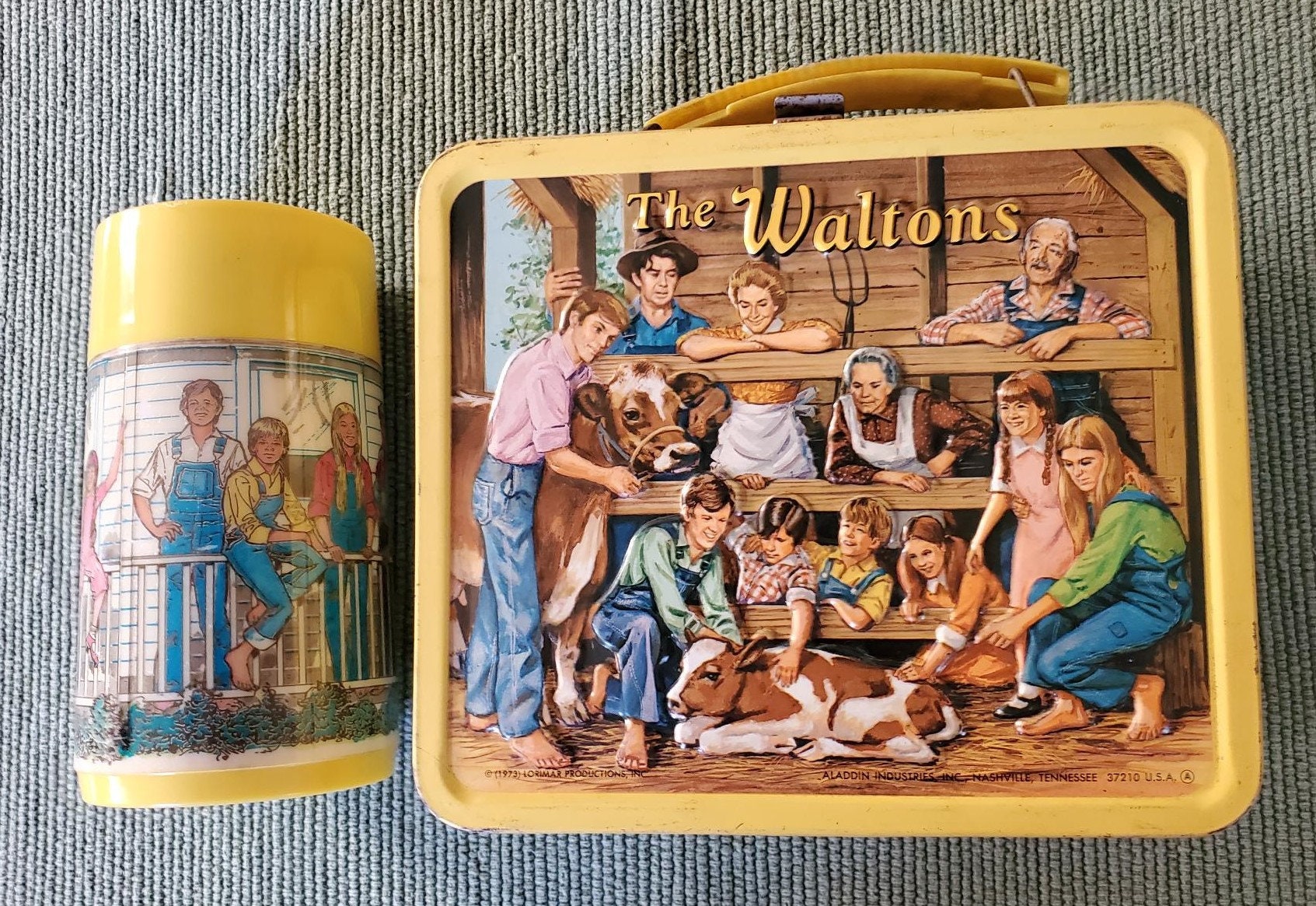 Vintage The Waltons Metal Lunch Box & Thermo 