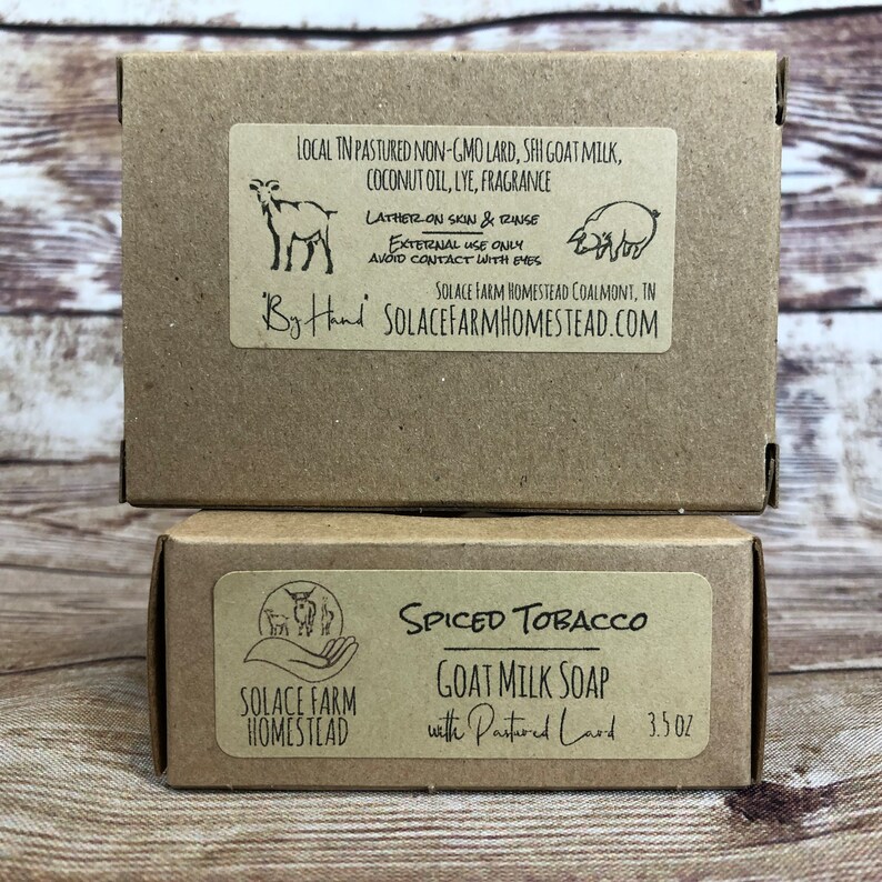 Goat Milk Lard Soap, Spiced Tobacco Wild Animal Goat Milk Farm Soap with Pastured Lard, Buffalo Bear Moose Owl Soaps, Great for Men and Kids image 9