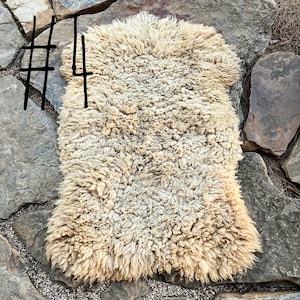 Genuine Sheepskin Rug, Hand-Tanned Rare Breed Tunis Cross Fleece Rug or Chair Cover, Authentic Tennessee-Raised Sheepskin