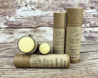Tallow Lip Balm: Grass-fed Tallow with Shea Butter + Lanolin in Eco-Paper Tube