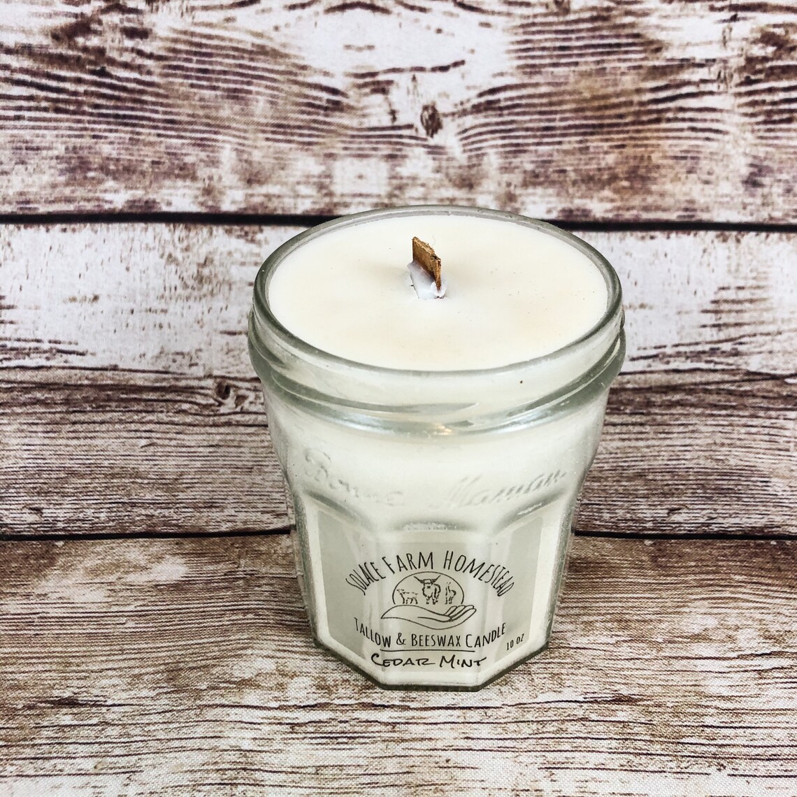 Tallow Beeswax Candle 10 Oz Wooden Wick Candle With Etsy