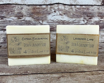 Dish Soap, Bar - Handmade Kitchen Soap with Coconut Oil and Pastured Lard