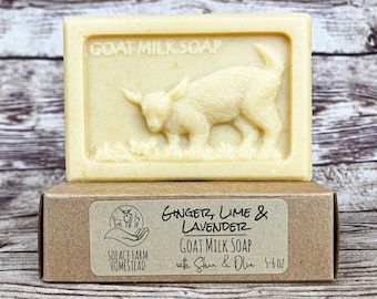 Ginger Lime Lavender Goat Milk Soap: Vegetarian Friendly, Goat in Meadow