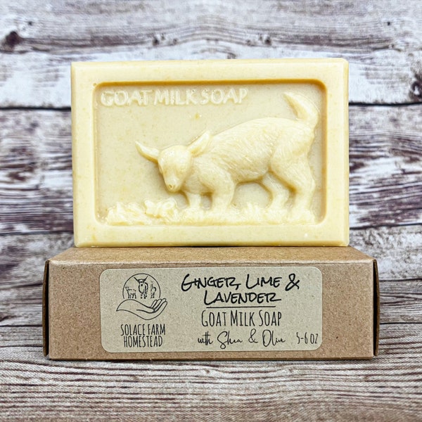 Handcrafted Goat Milk Soap - Ginger, Lime & Lavender Essential Oils, Handmade Goat Soap for Gifts