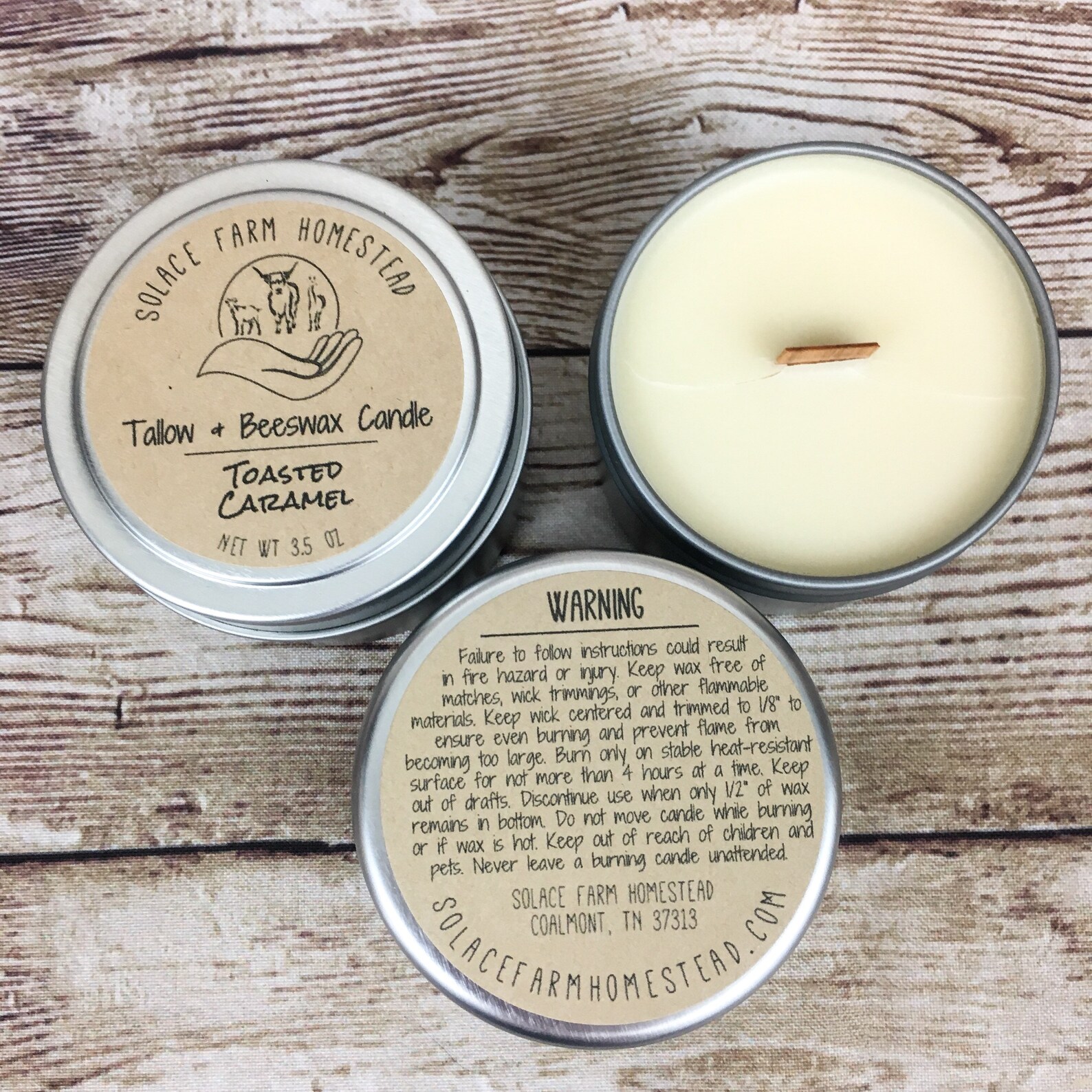 Tallow and Beeswax Candle Wooden Wick Candle With Etsy